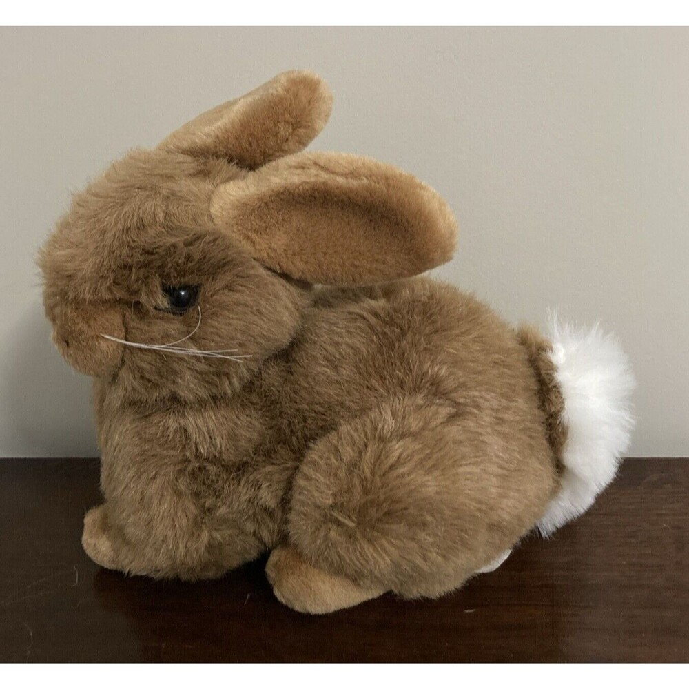 Vintage Chosun Brown Bunny Rabbit Plush White tail Realistic Korea Easter 11"